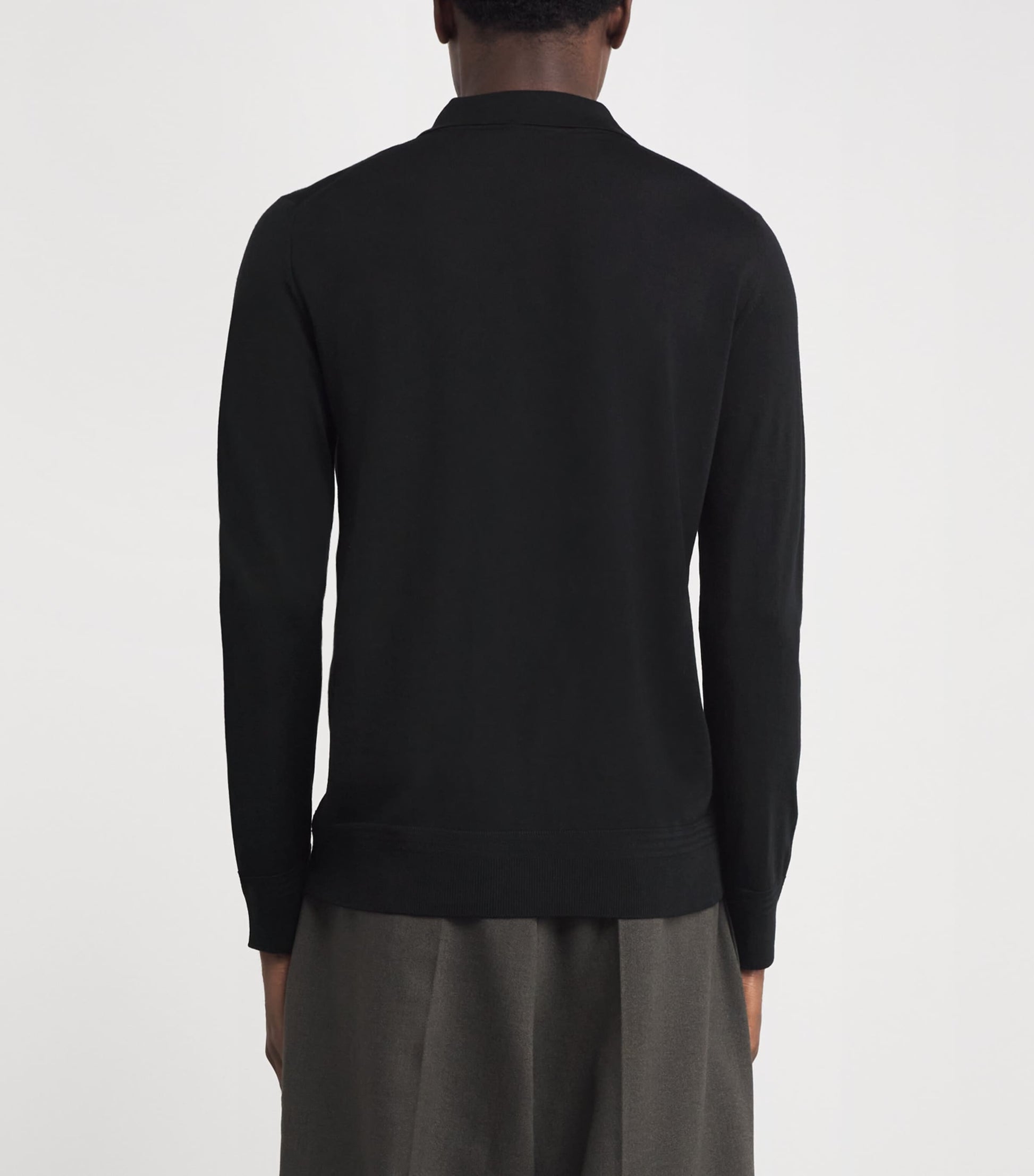 Barena Black Merino Knit Polo Shirt
