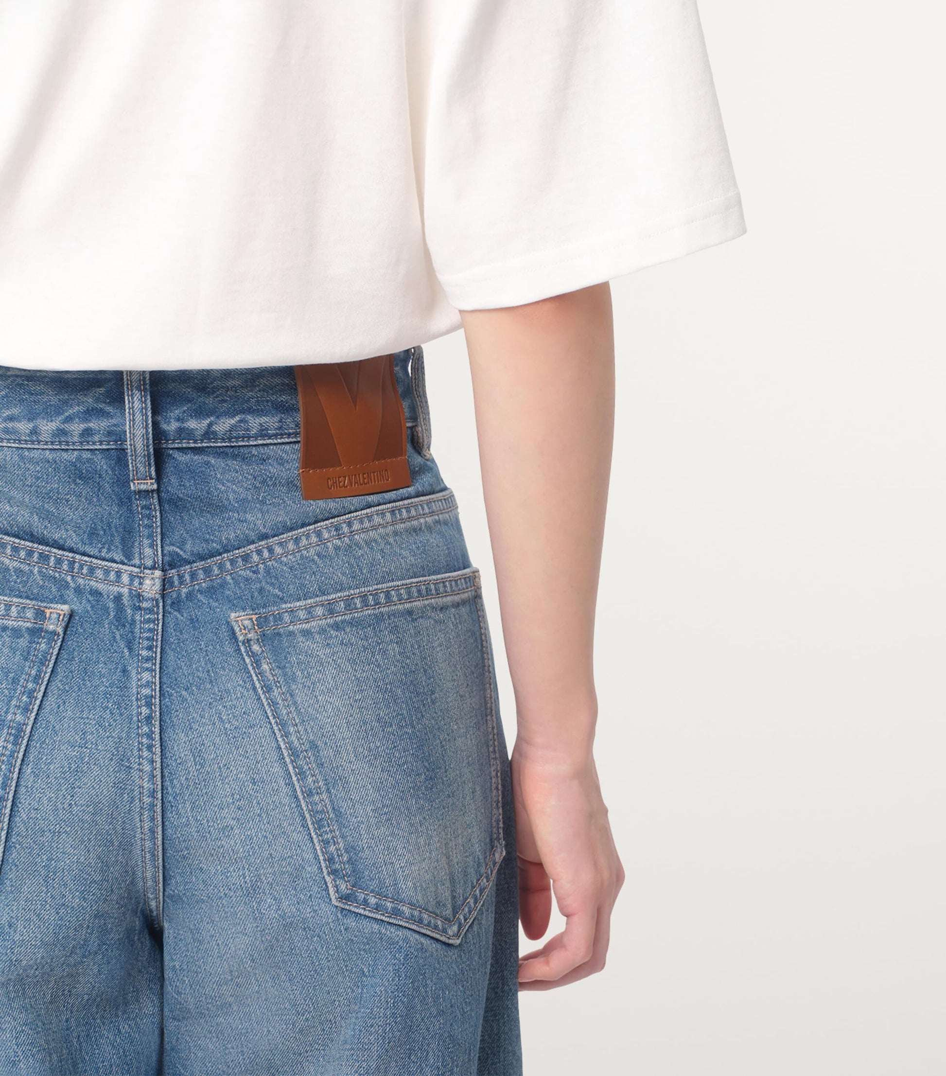 Valentino Blue Decorated-Trim Wide-Leg Jeans