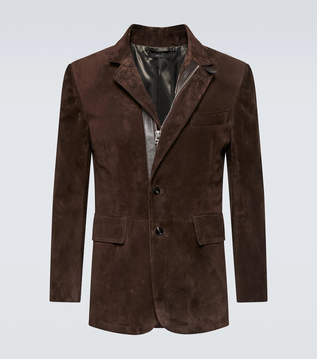 Tom Ford - Leather-trimmed suede blazer