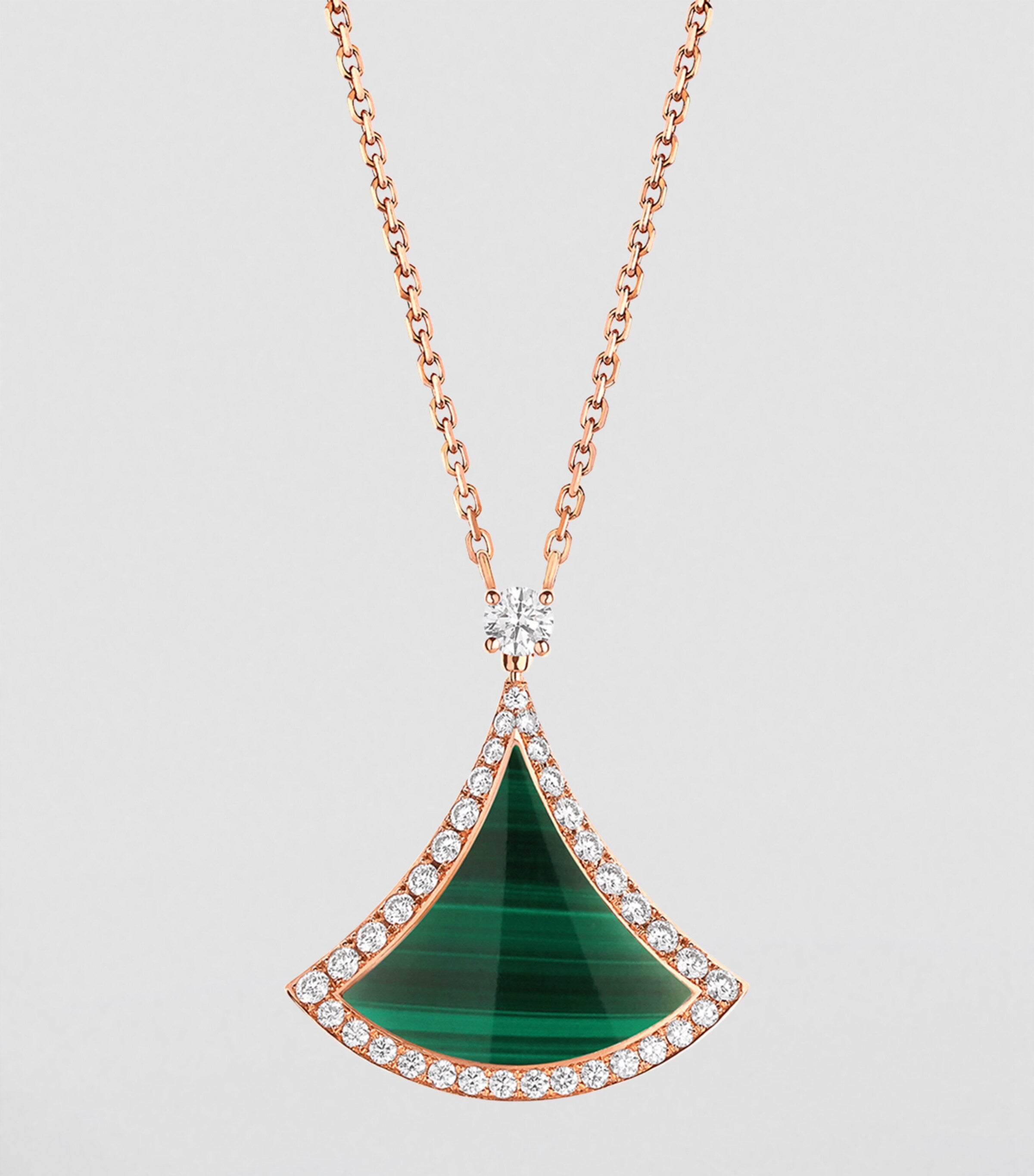 Rose Gold, Malachite and Diamond Divas' Dream Necklace