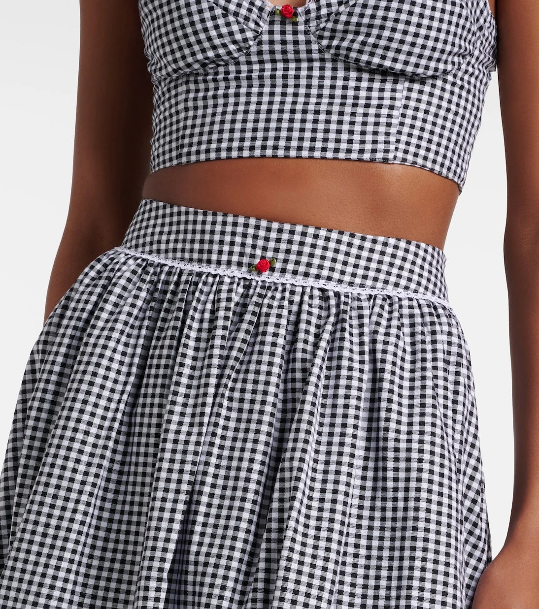 Bananhot - Alba gingham cotton poplin midi skirt