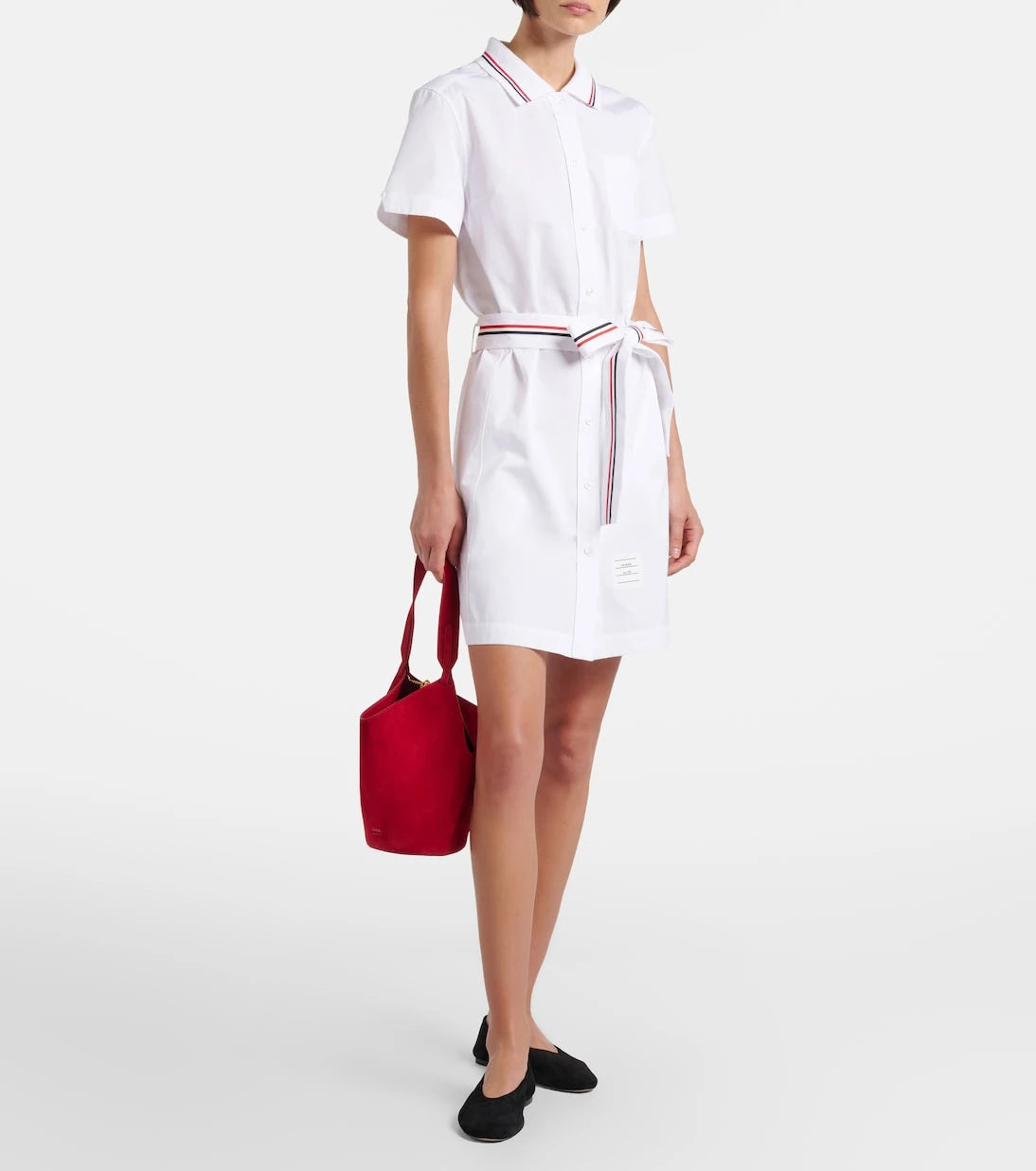 Thom Browne - Belted cotton poplin shirt dress