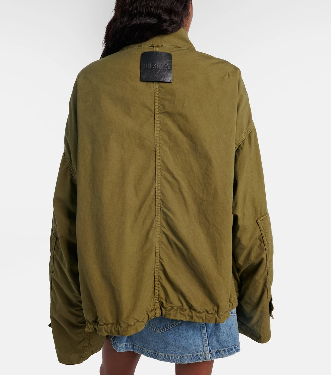 The Attico - Leather-trimmed cotton jacket
