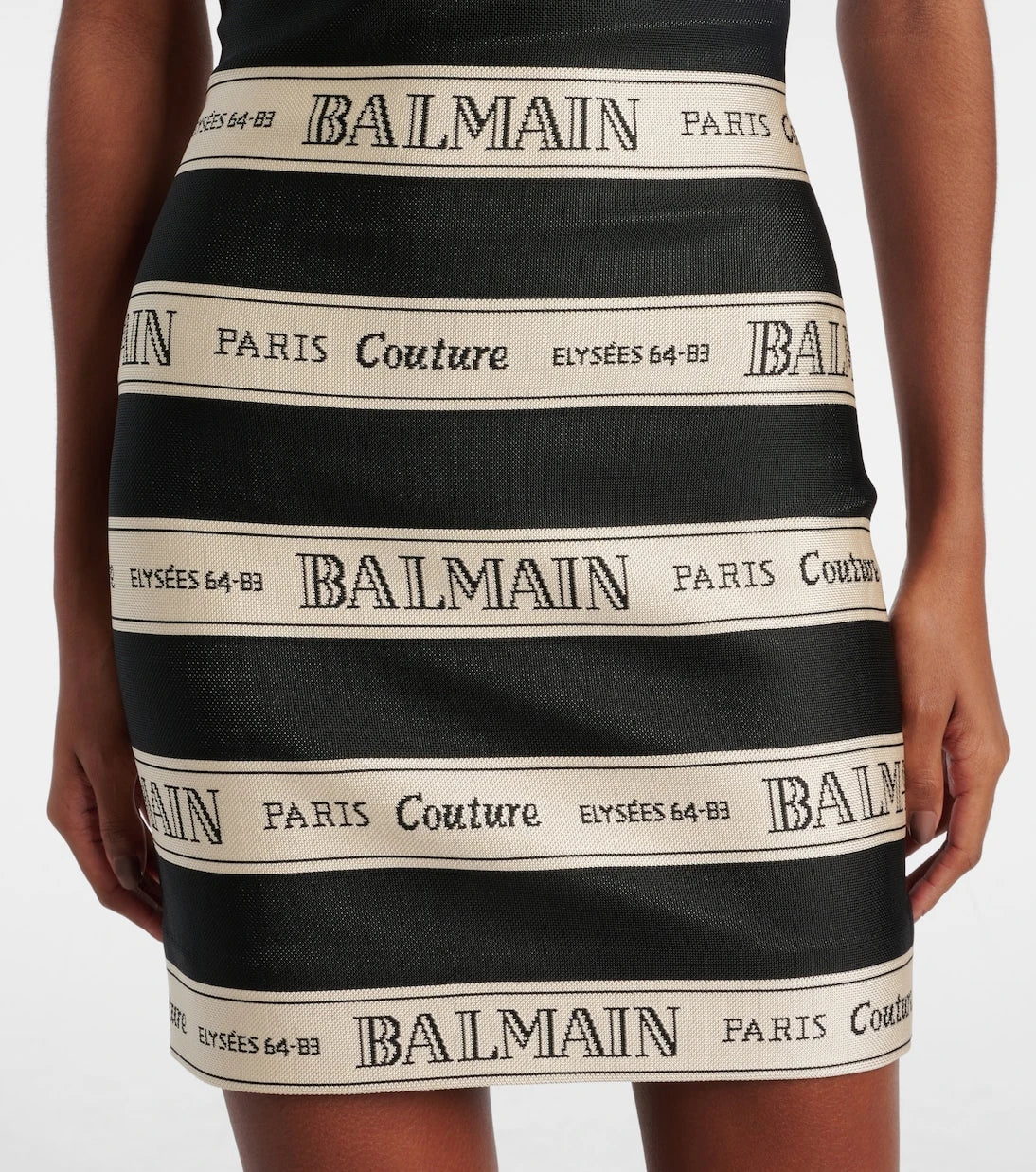 Balmain - Striped halterneck jacquard minidress