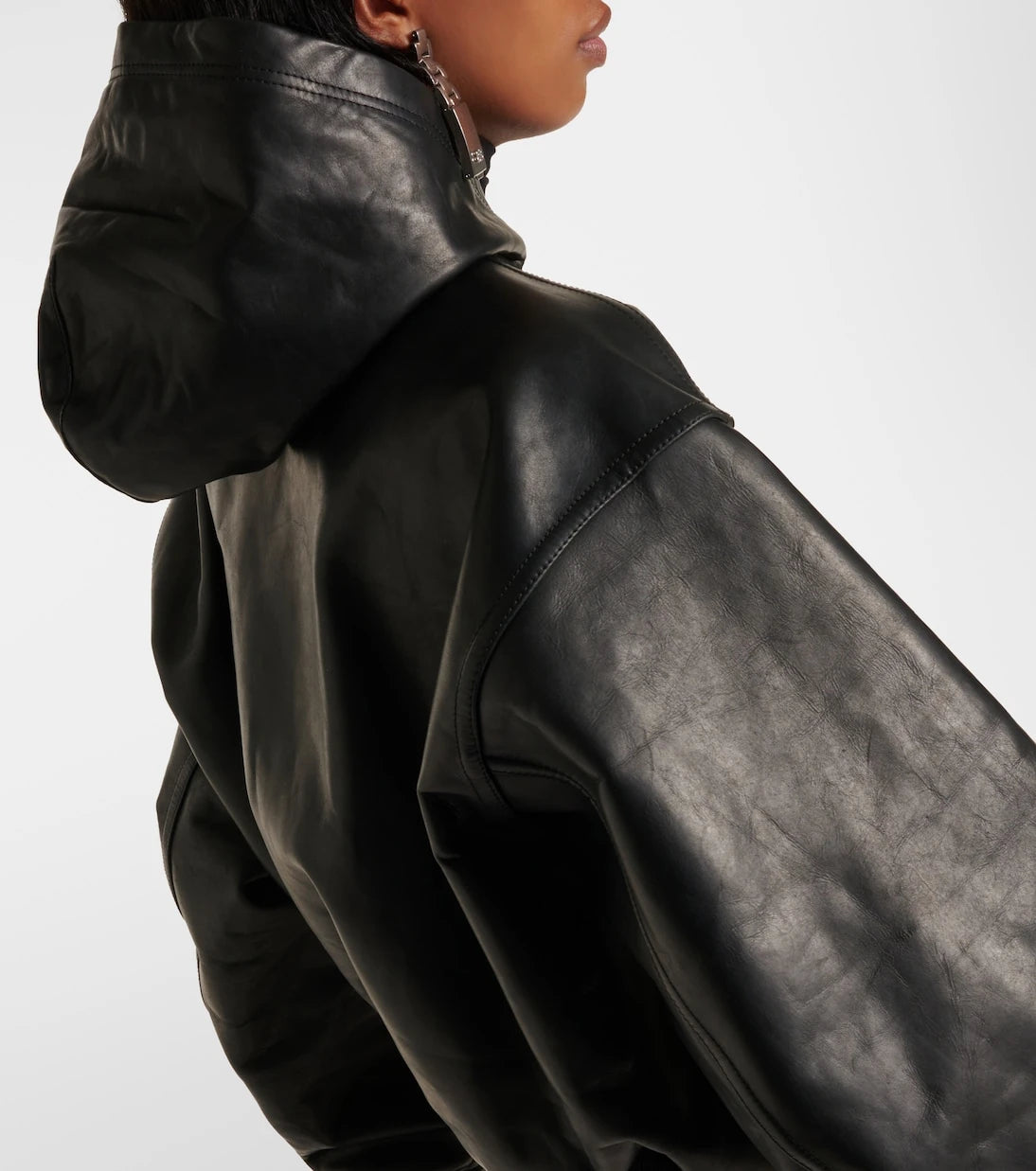 Balenciaga - Hooded leather jacket
