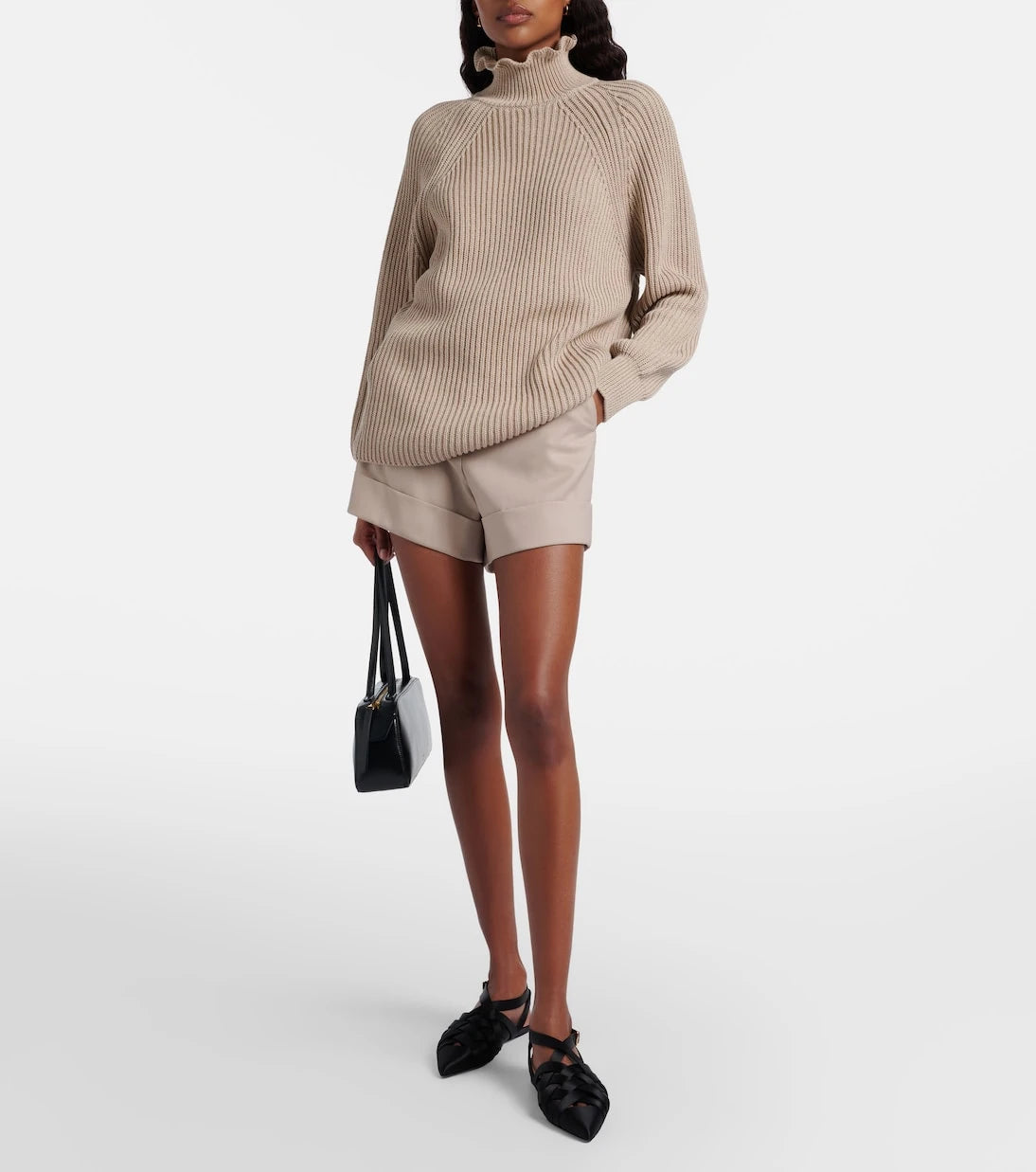 Max Mara - Camino ruffled cotton turtleneck sweater