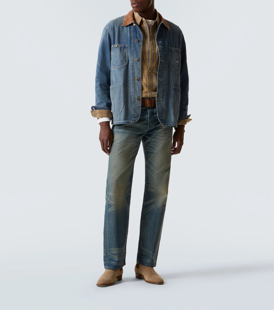 RRL - Stockton corduroy-trimmed denim jacket