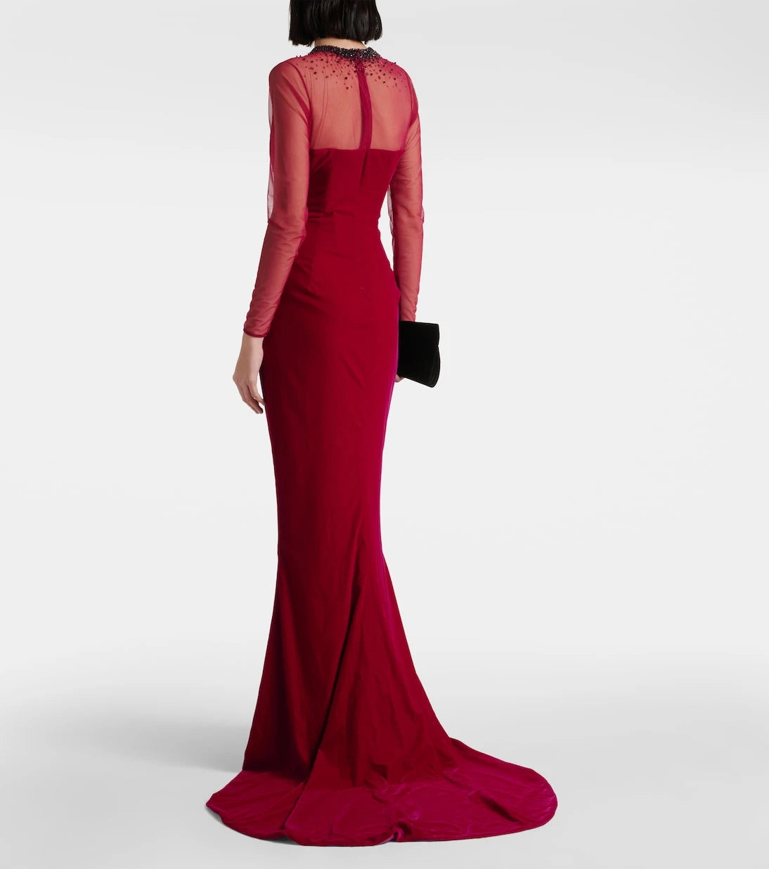 Miss Sohee - Embellished cotton-blend velvet gown