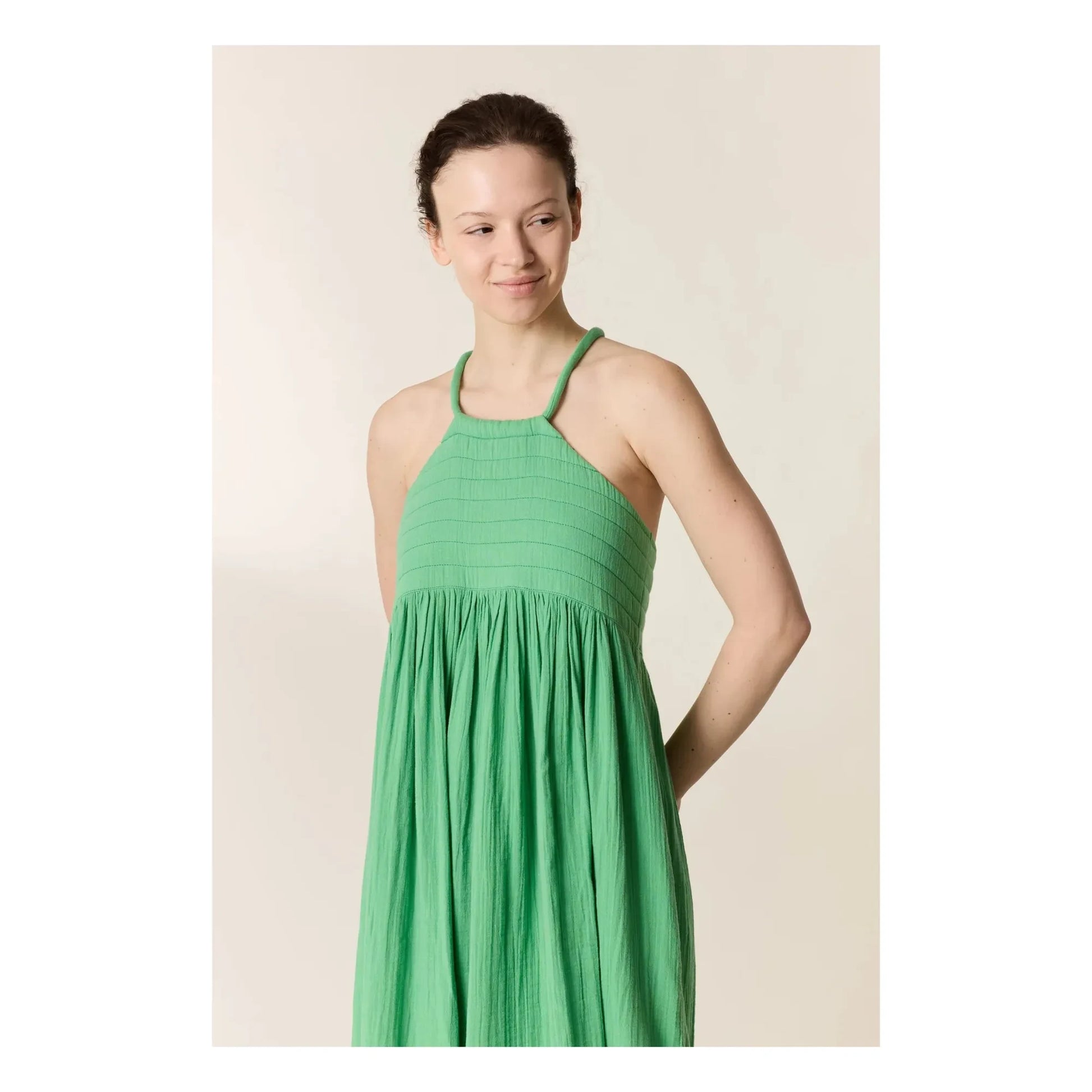 Leon & Harper - Romee organic cotton dress | Green water