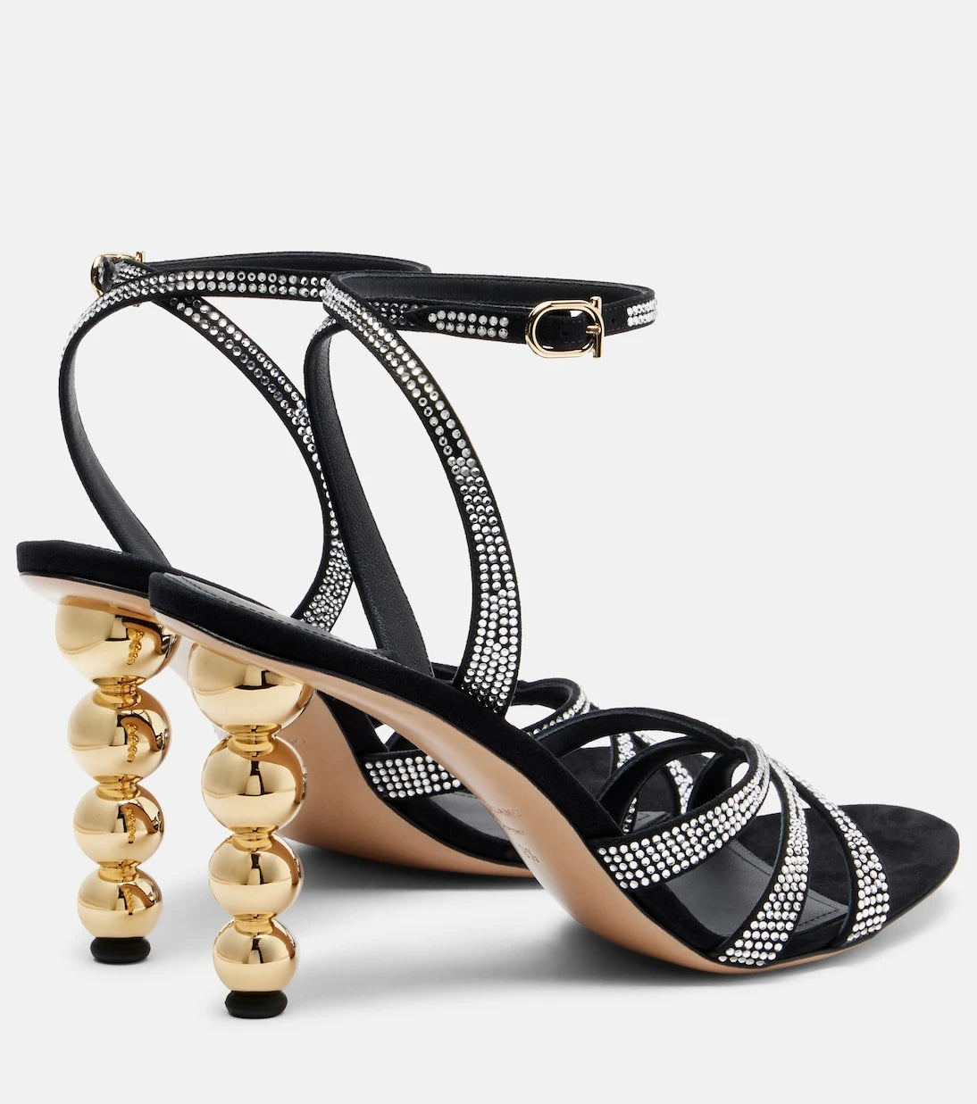 Ferragamo - 90 crystal-embellished suede sandals