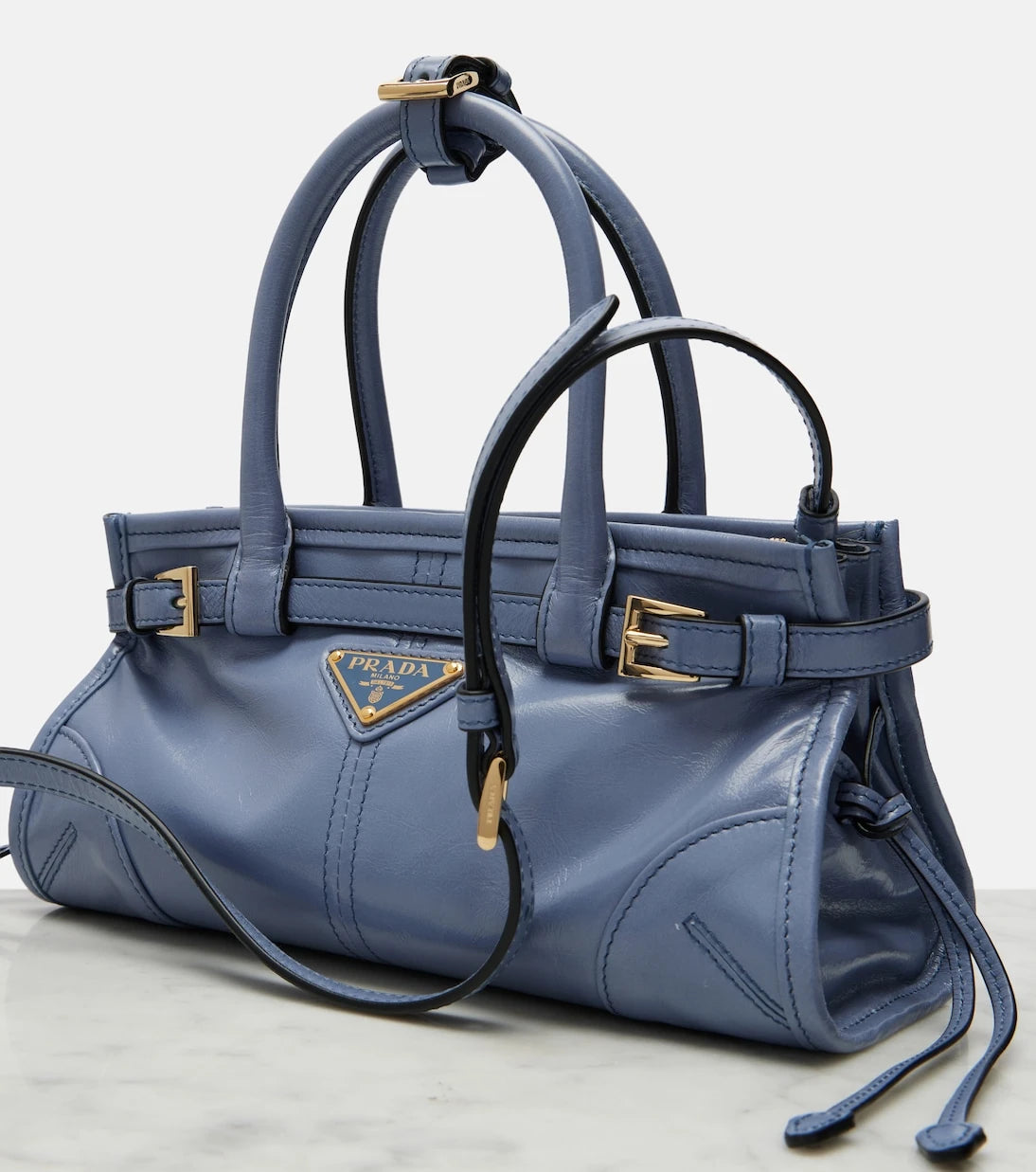 Prada - Prada Bonnie Mini leather top-handle bag