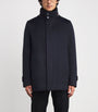 Navy Cashmere Shearling-Trim Car Coat