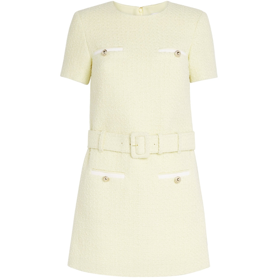 Self-Portrait Yellow Bouclé Belted Mini Dress