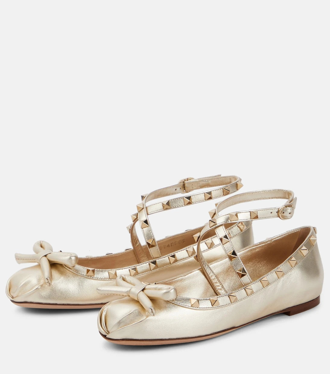 Valentino Garavani - Rockstud metallic leather ballet flats