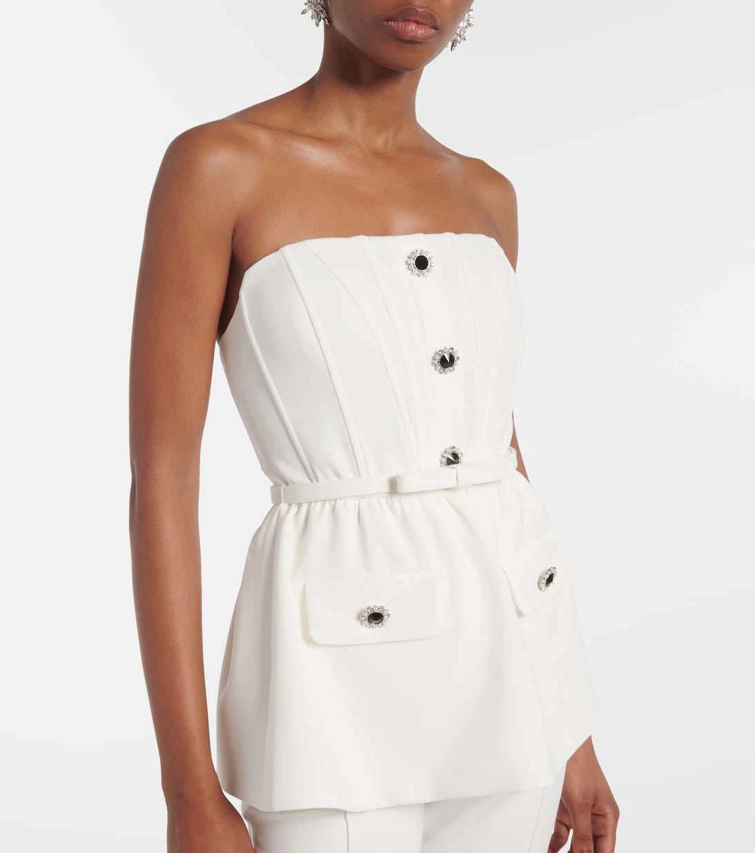 Self-Portrait - Strapless crêpe jumpsuit