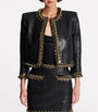 Balmain Black Leather Chain-Detail Jacket