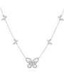 White Gold and Diamond Multi Butterfly Necklace
