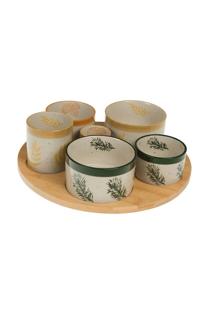 AU Maison Ahşap Altlıklı Servis Kase Seti 9 x 31 x 31 cm (6 Parça)