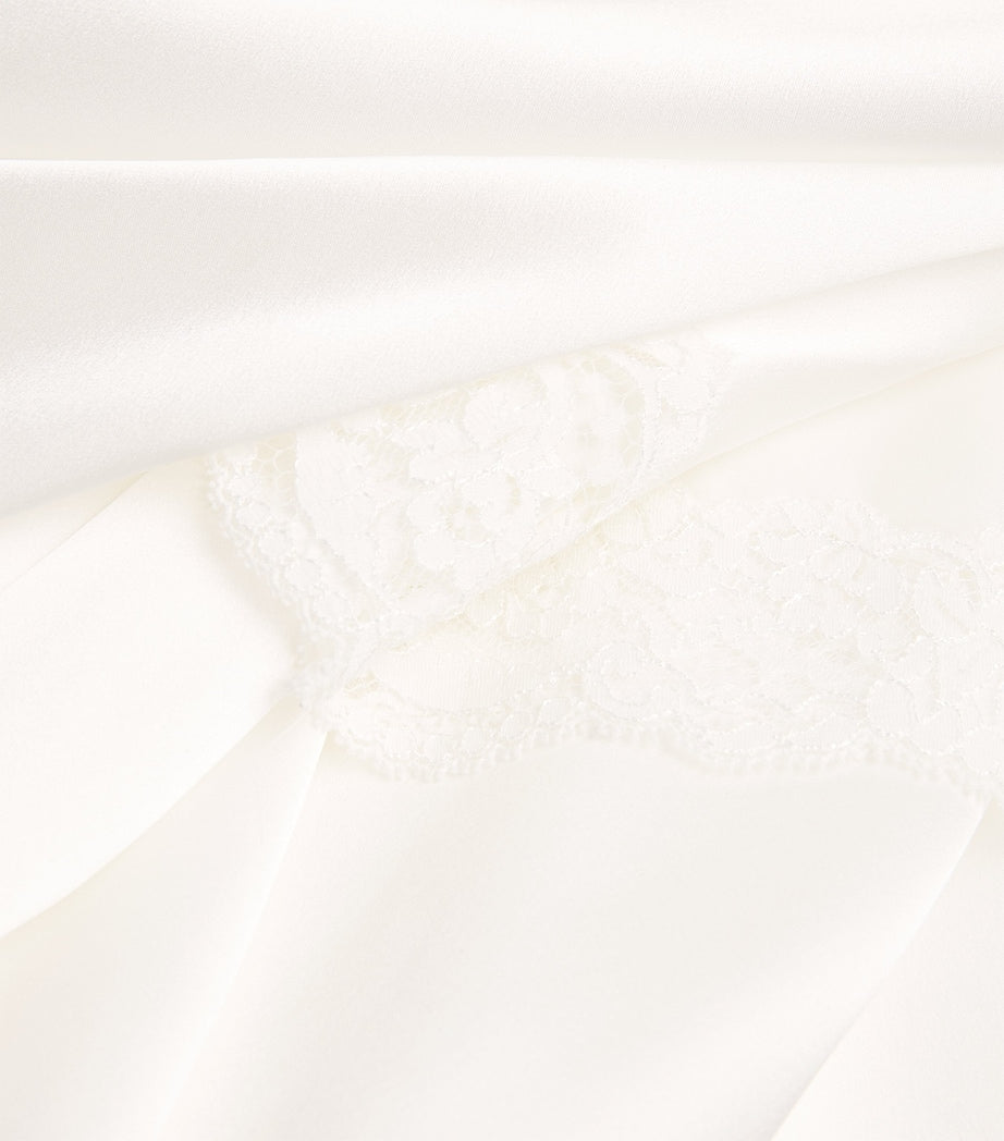 Gilda & Pearl Ivory Silk Lace-Trim In My Boudoir Short Robe