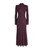 Self-Portrait Burgundy Rhinestone-Embellished Maxi Dress