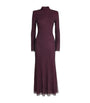 Self-Portrait Burgundy Rhinestone-Embellished Maxi Dress