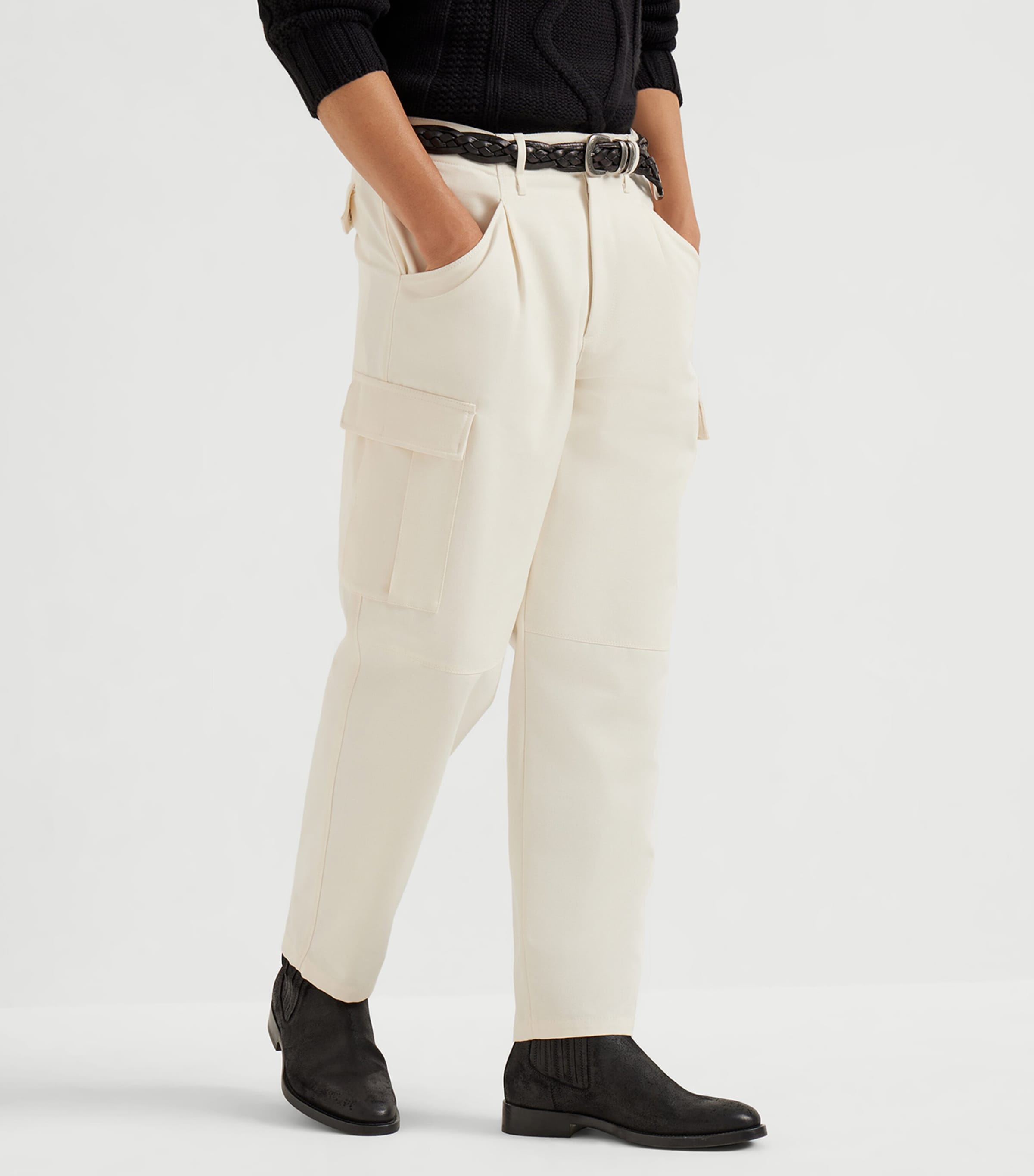 Cotton-Wool Leisure Fit Cargo Trousers