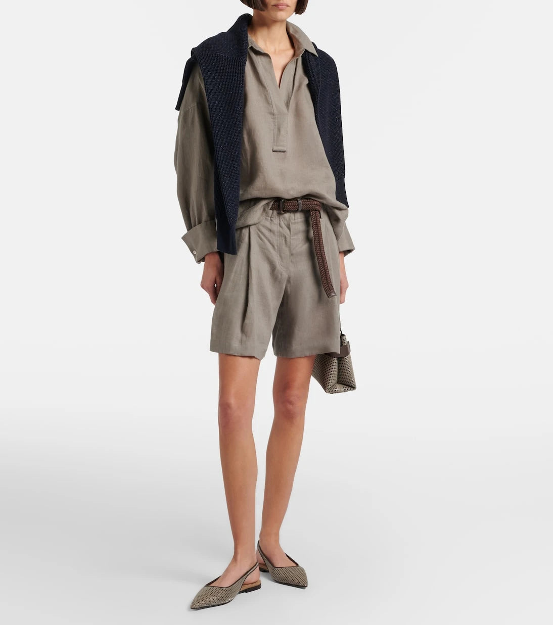 Brunello Cucinelli - Monili leather slingback ballet flats