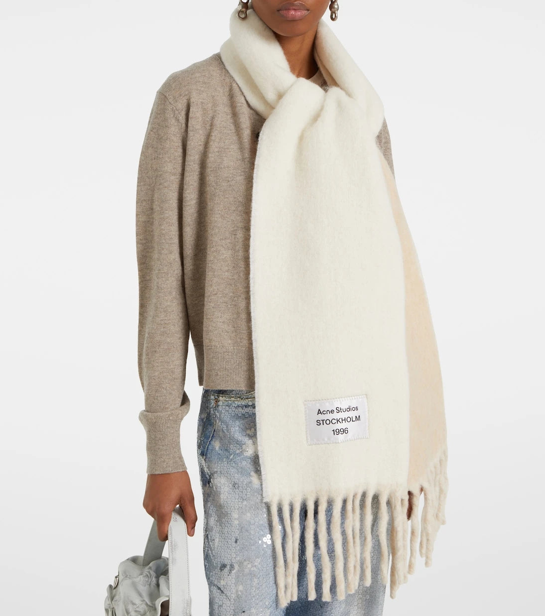 Acne Studios - Logo fringed alpaca and wool-blend scarf