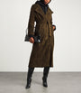 NOUR HAMMOUR Green Suede Althea Coat