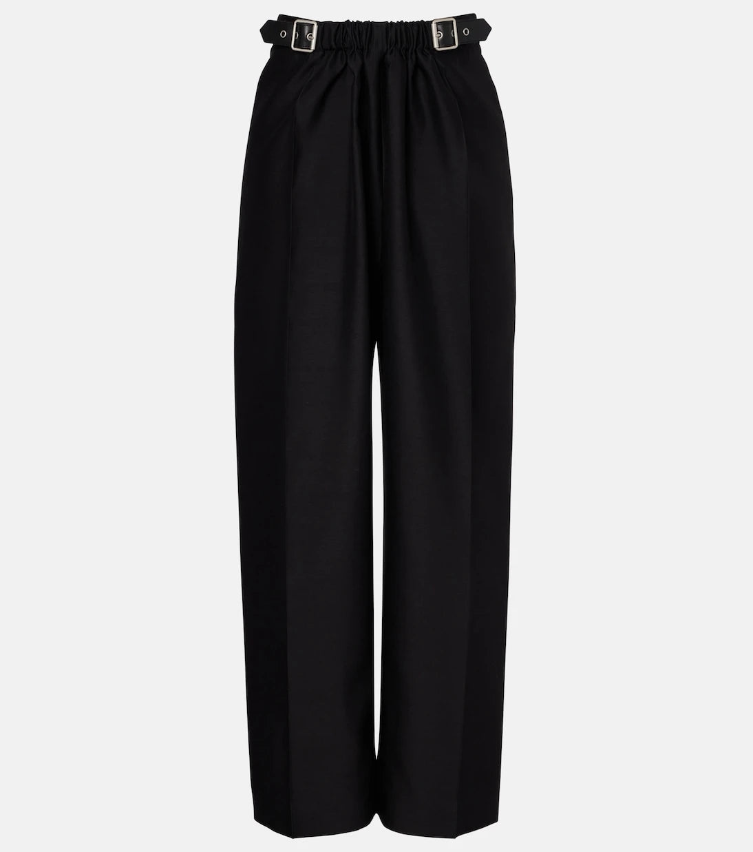 Loewe - Gathered wool and silk wide-leg pants