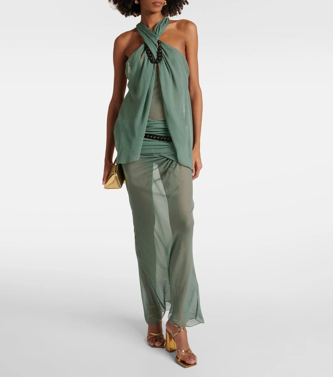 Christopher Esber - Beaded draped silk maxi dress