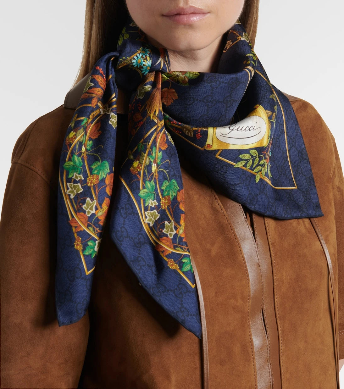 Gucci - GG floral silk twill scarf