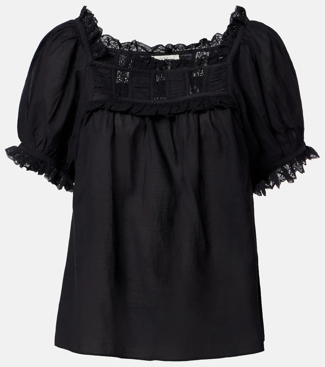 Dôen - Frances lace-trimmed cotton-blend top
