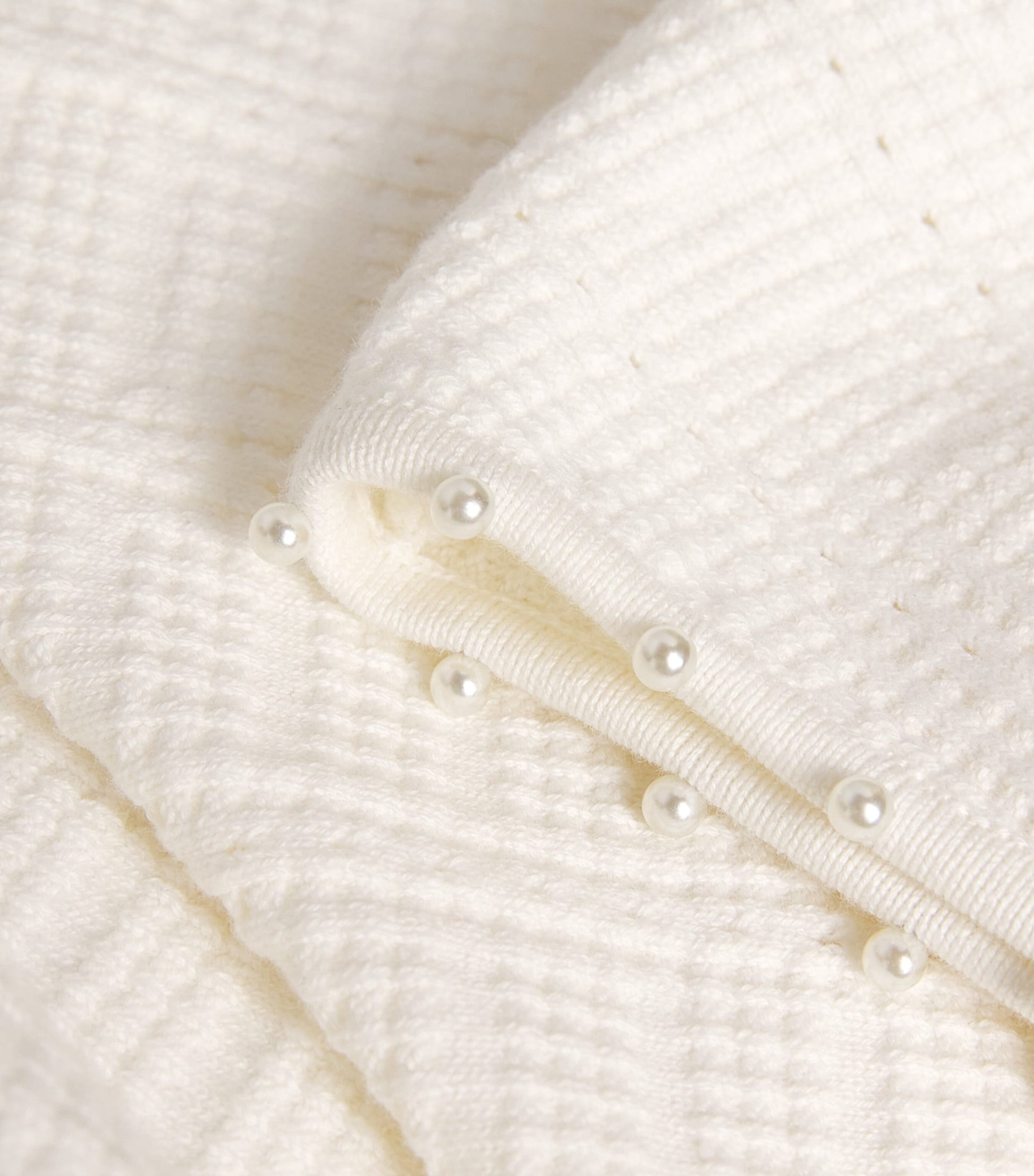 Maje White Pointelle Beaded Midi Dress