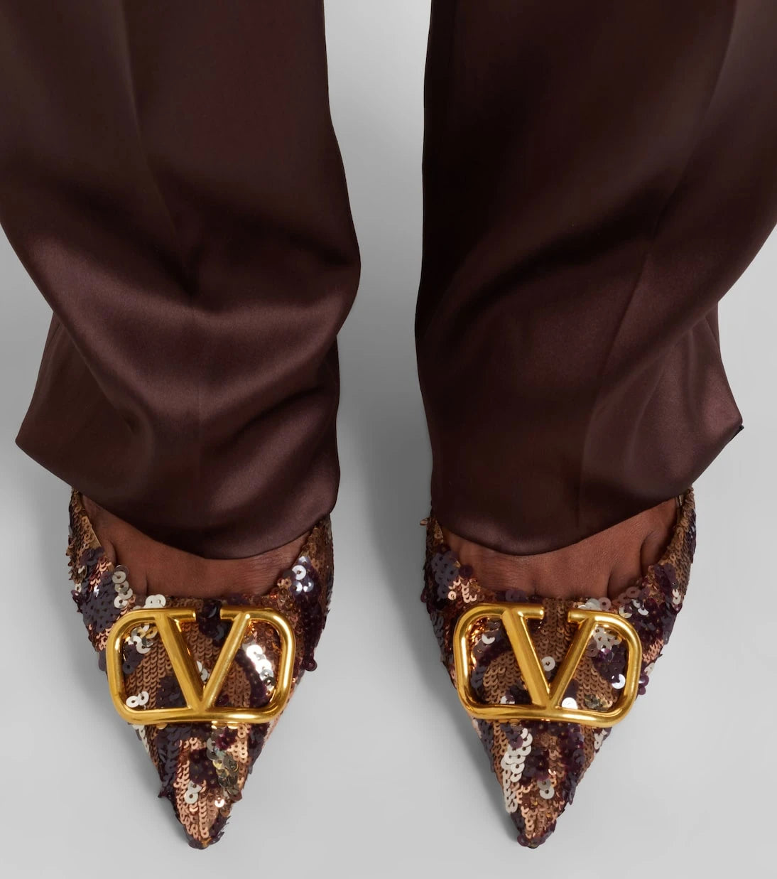 Valentino Garavani - Signature VLogo sequined slingback pumps