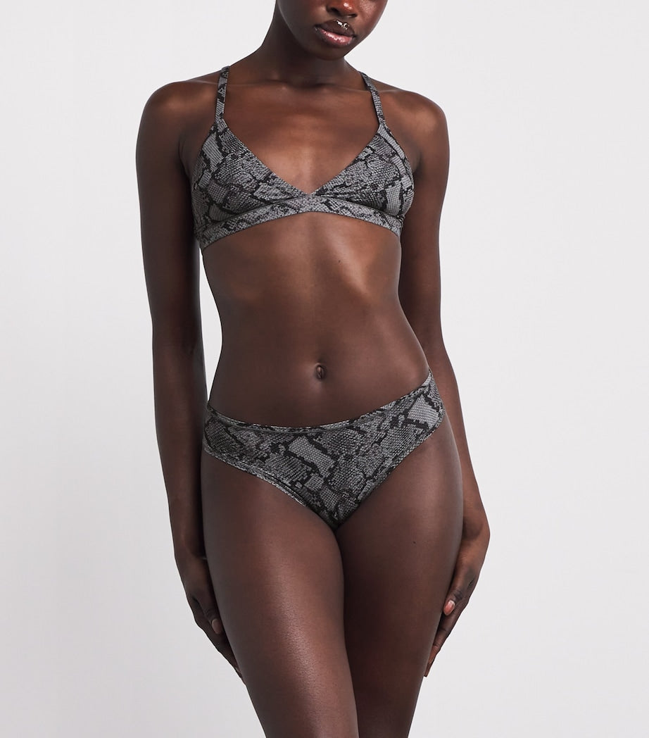 Skims Grey Fits Everybody Snakeskin Print Triangle Bralette