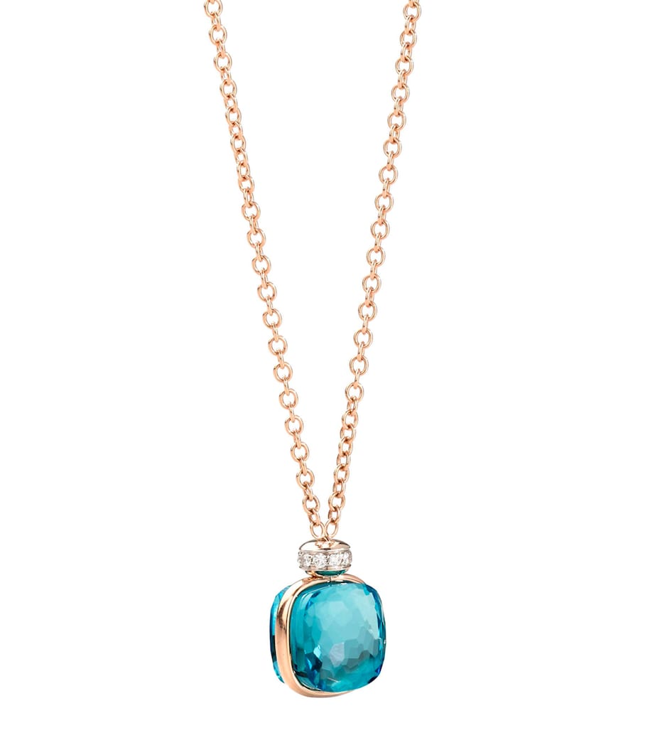 Pomellato Mixed Gold, Blue Topaz and Diamond Nudo Necklace