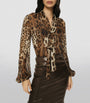 Dolce & Gabbana Multi Silk Leopard Print Blouse