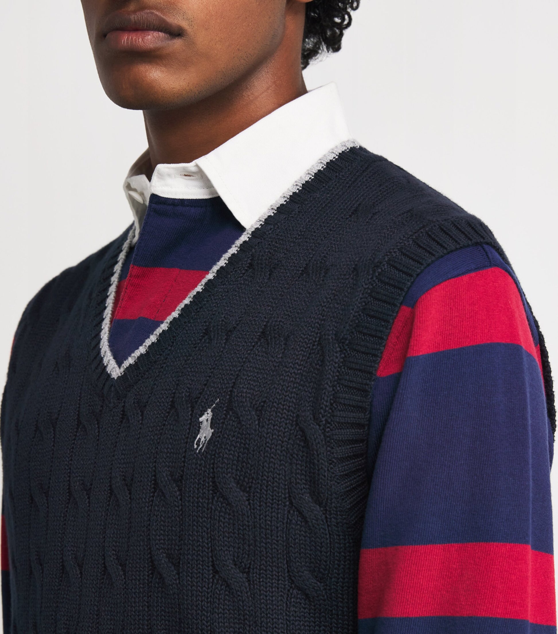 Polo Ralph Lauren Navy Cotton Cable Knit Sweater Vest
