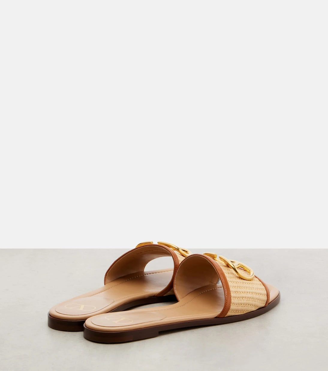Valentino Garavani - VLogo leather-trimmed raffia slides