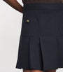 Blue Wool-Blend Pleated Mini Skirt