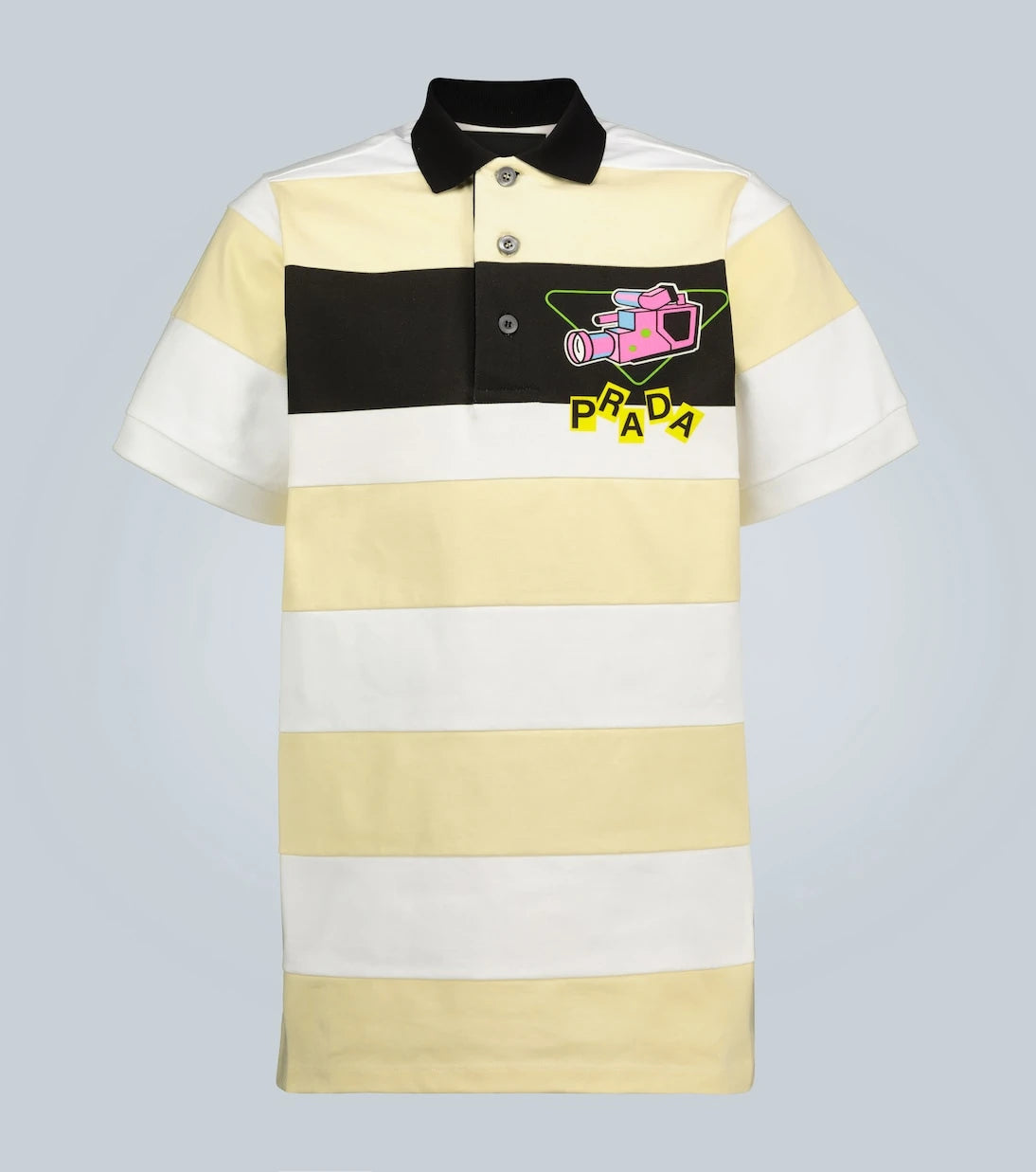 Prada - Camera printed striped polo shirt