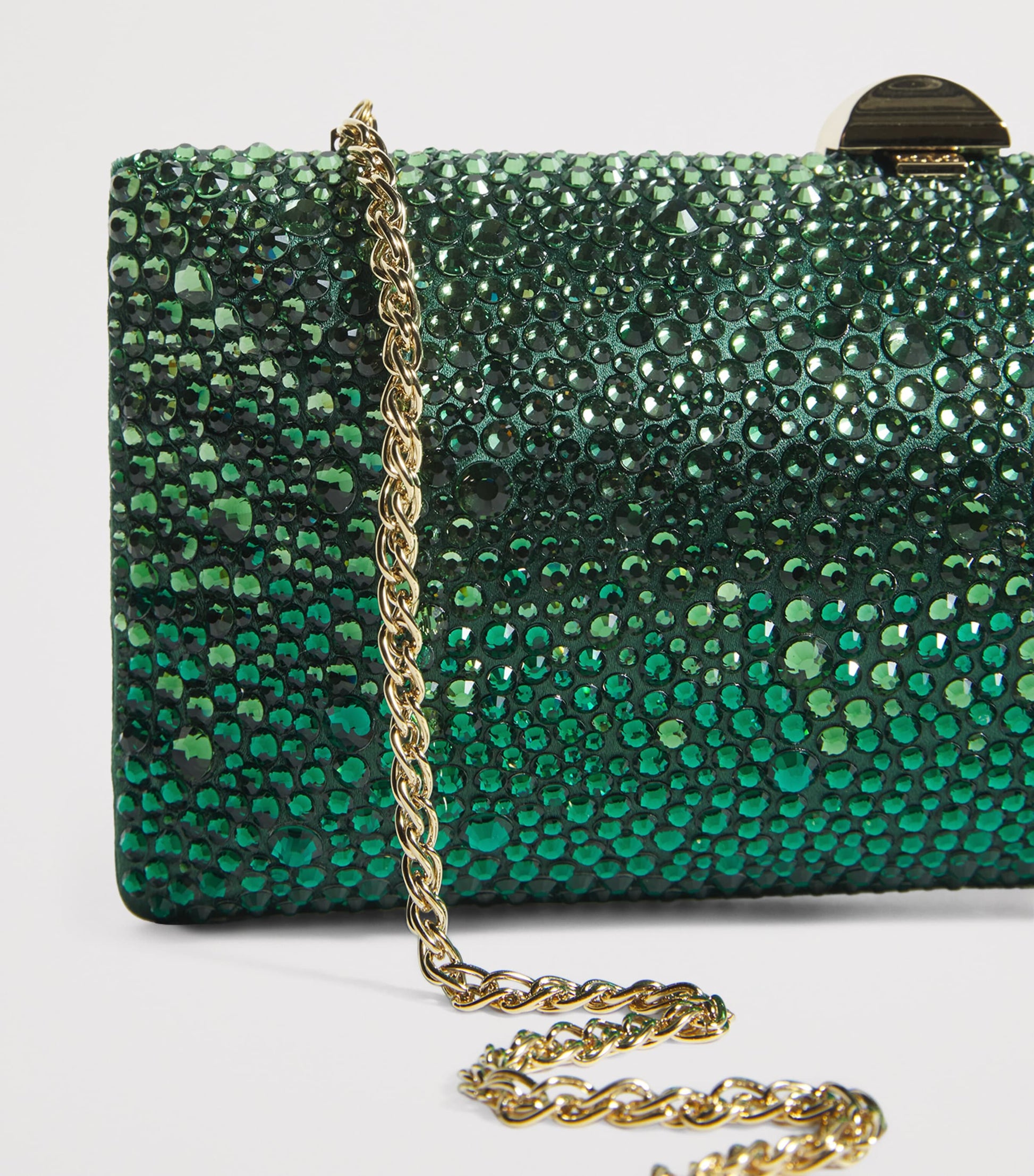 Green Silk Crystal Clutch Bag