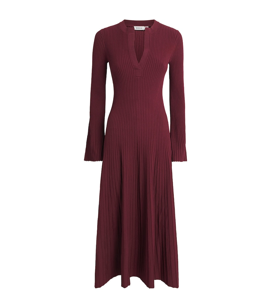 Simkhai Red Ribbed Genna Midi Dress