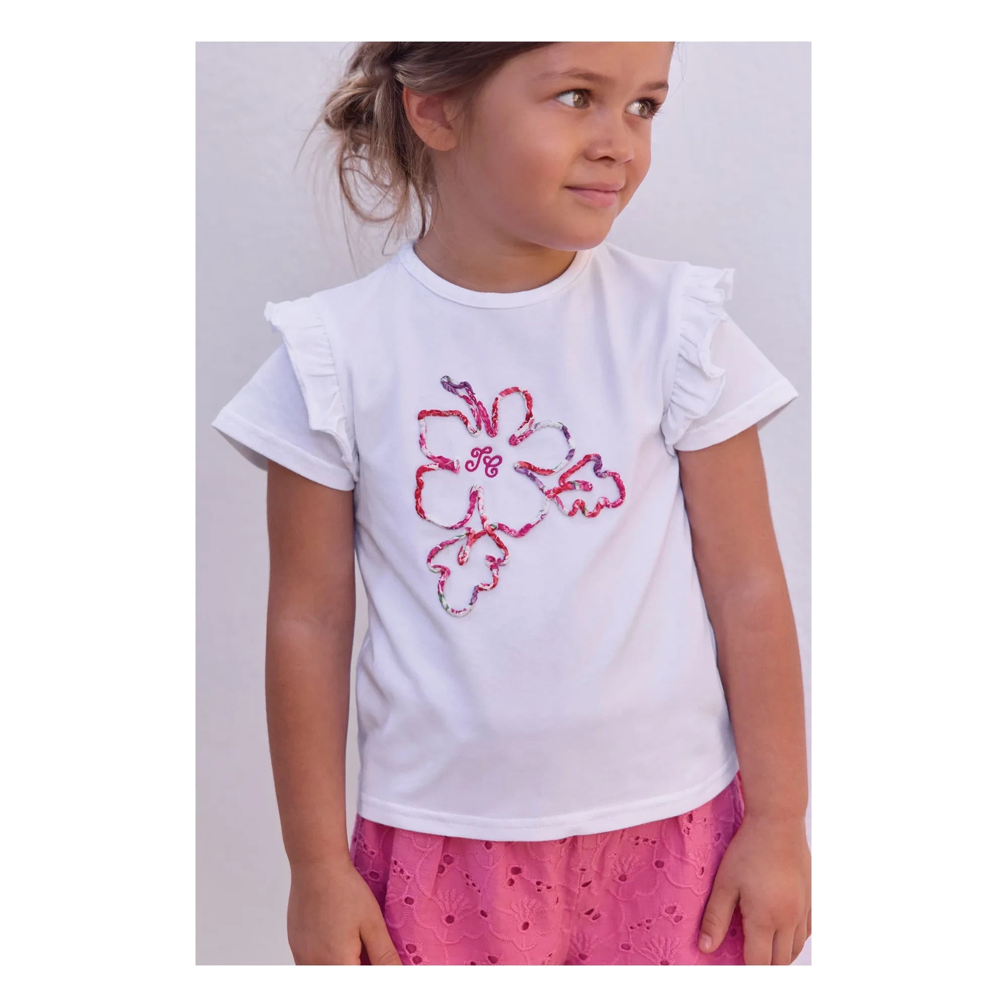 Tartine et Chocolat - Hibiscus Liberty T-shirt | White