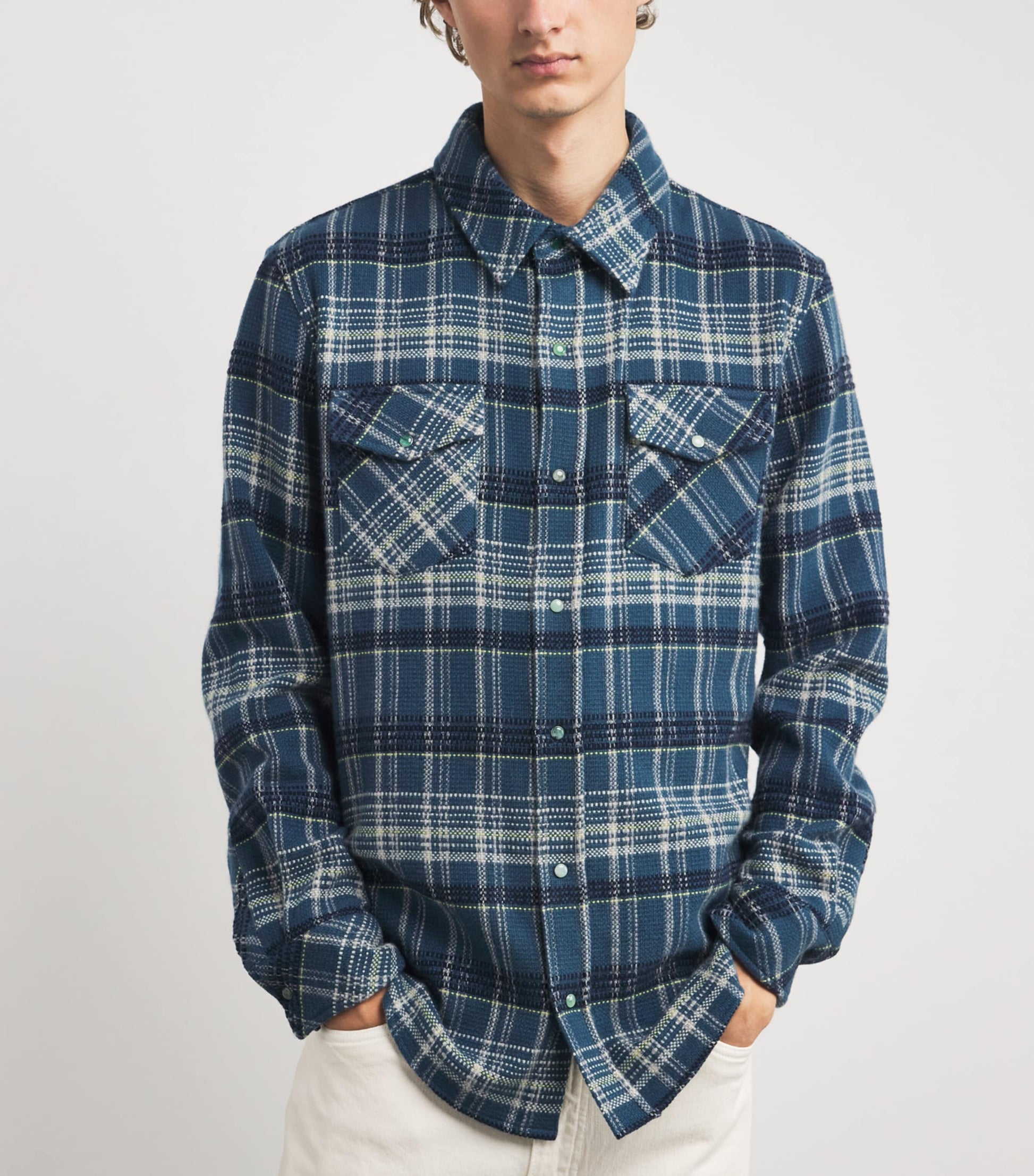 Blue Cashmere Tartan Overshirt