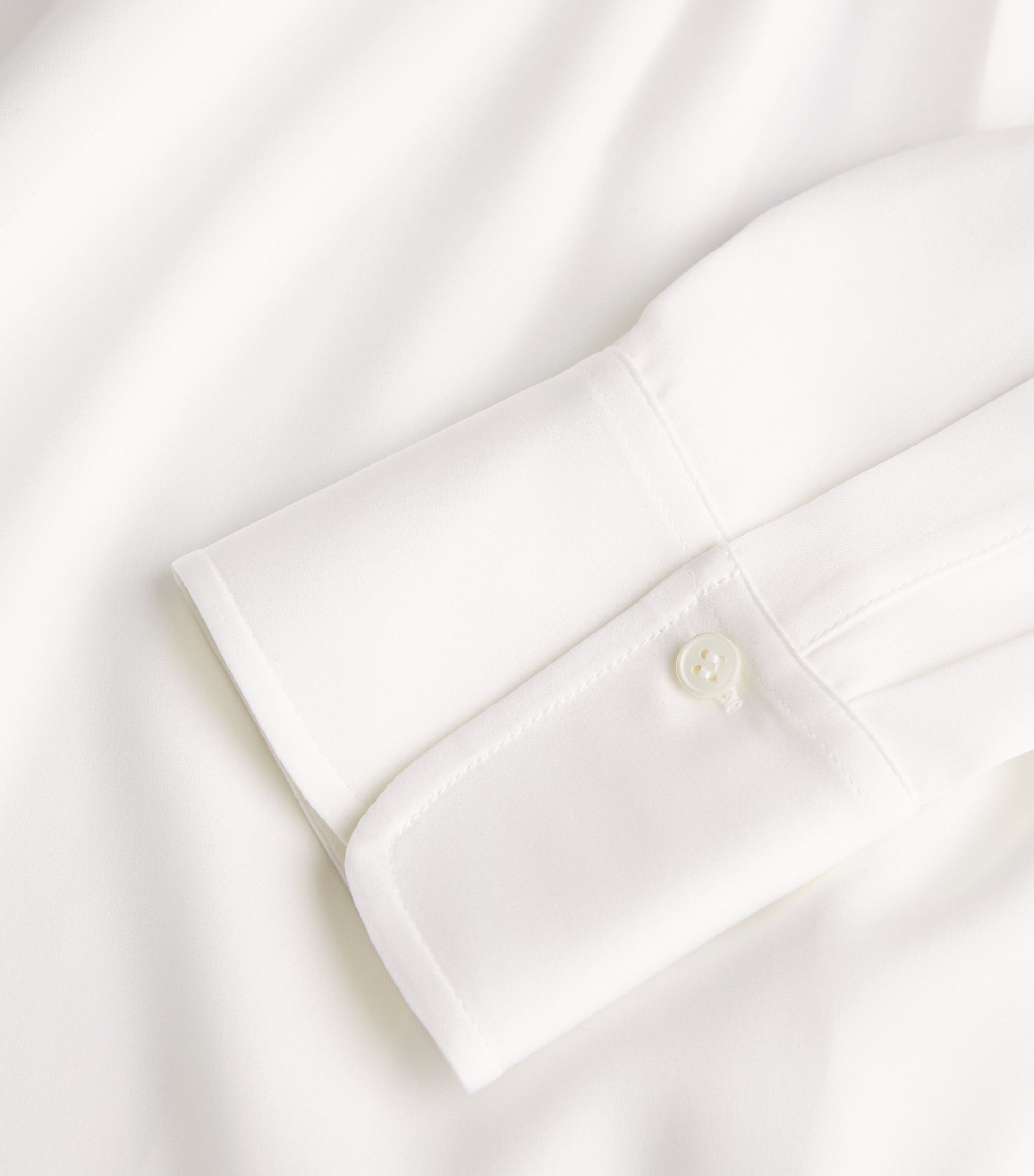 White Silk-Blend Slim-Fit Blouse