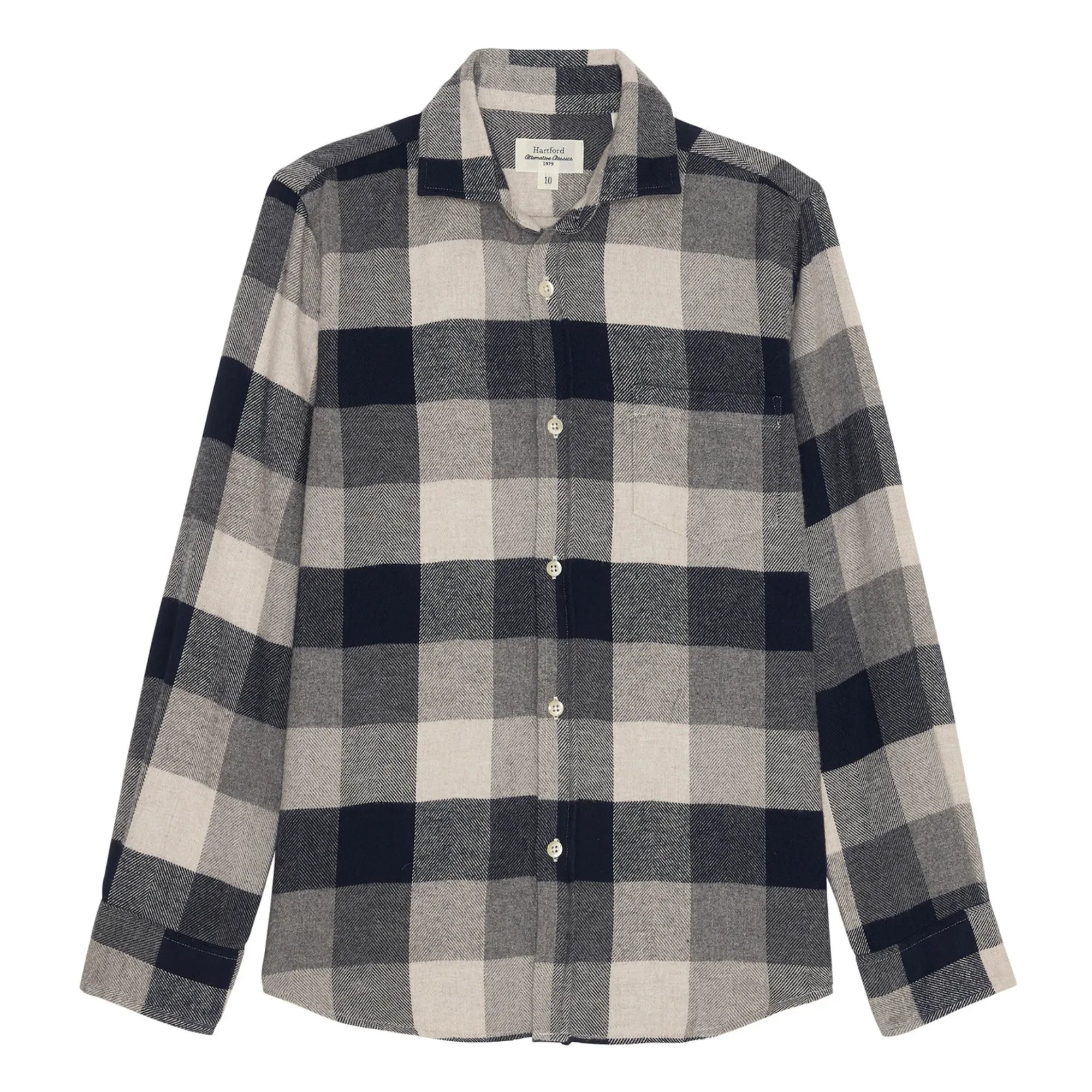 Hartford - Paul Flannel Check Shirt | Navy blue - Off-white