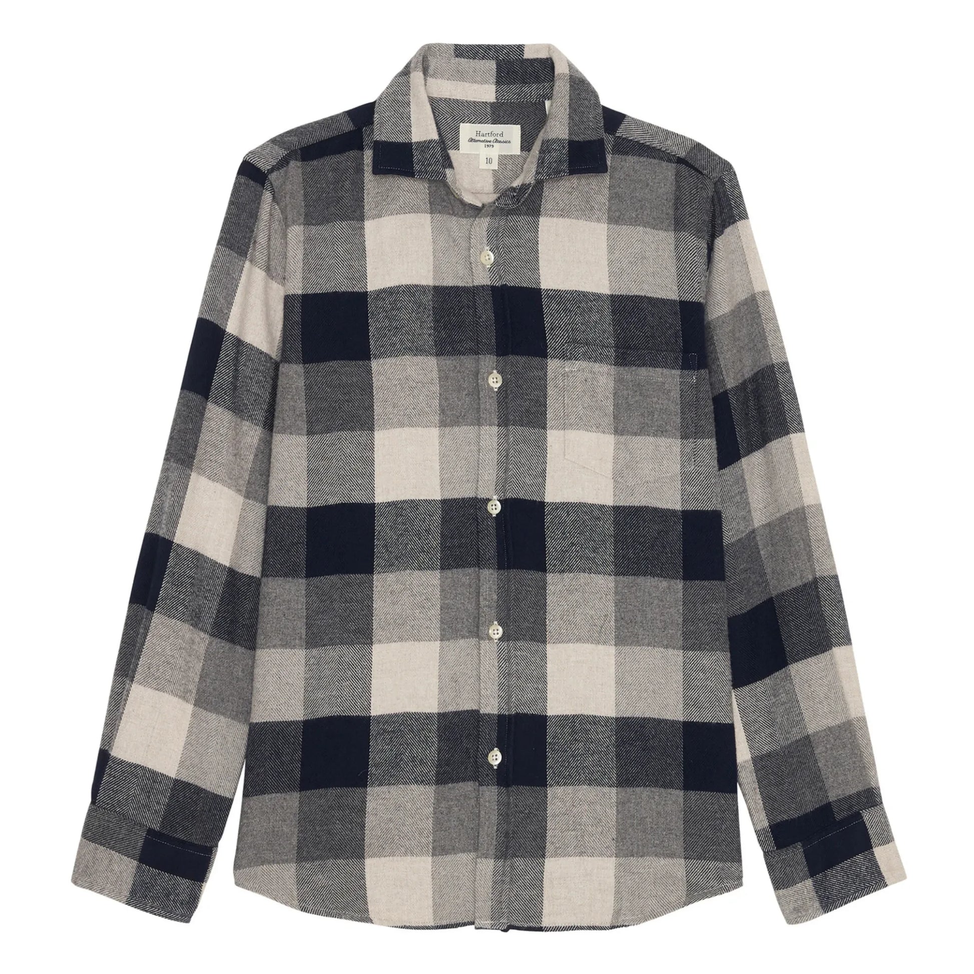 Hartford - Paul Flannel Check Shirt | Navy blue - Off-white