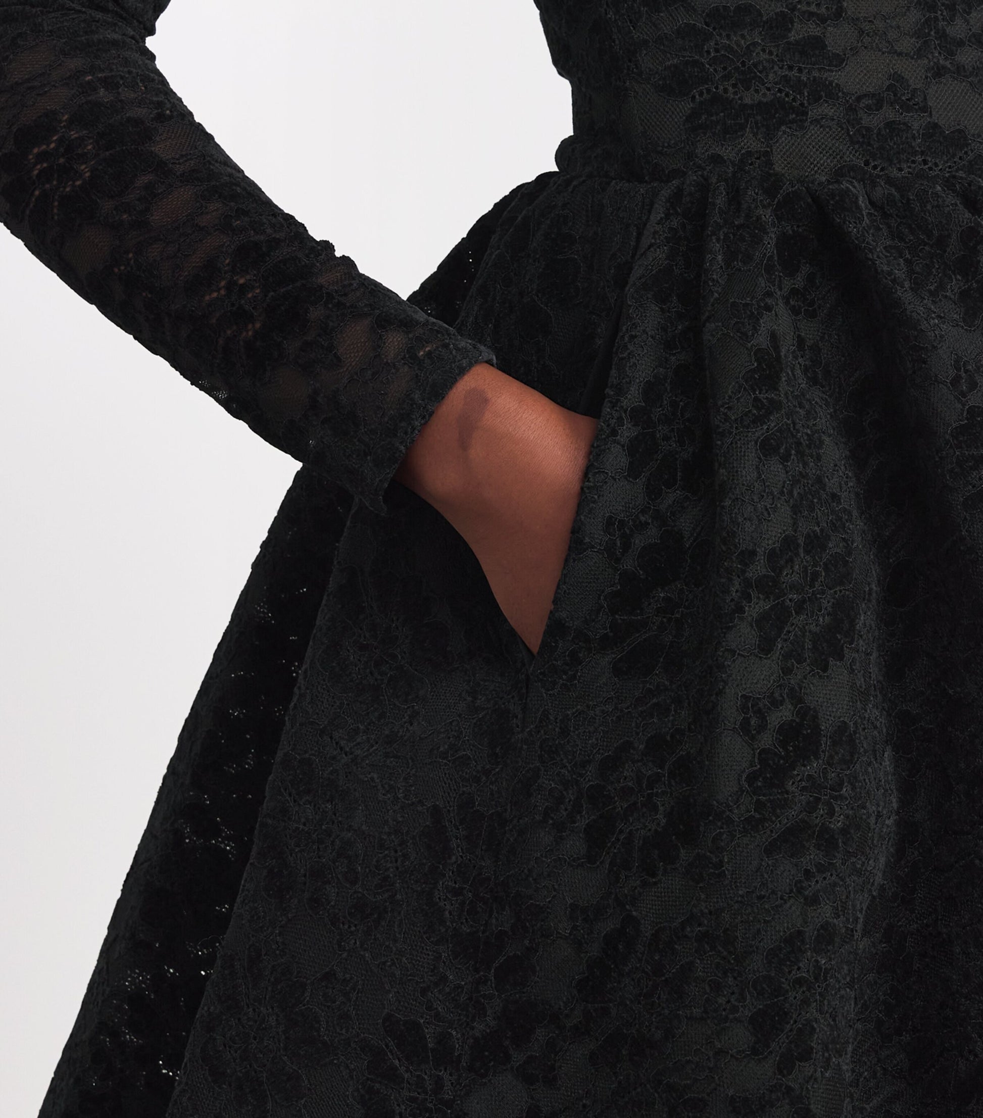 Maje Black Velvet-Lace Mini Dress